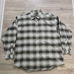 Knights of Round Table Shirt Mens XL Green Plaid Button Down 100% Cotton